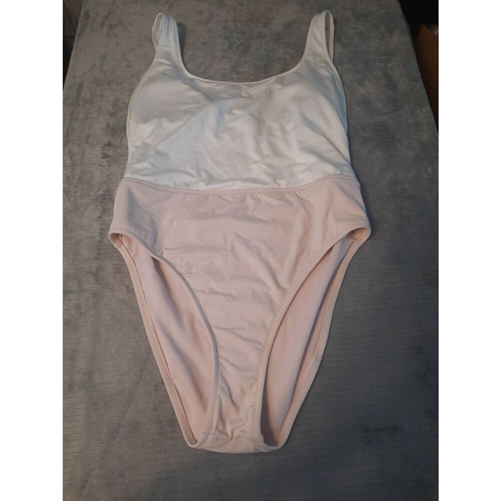 NEW Cremieux Womens Size L one piece Bathing Suit White pink colorblock